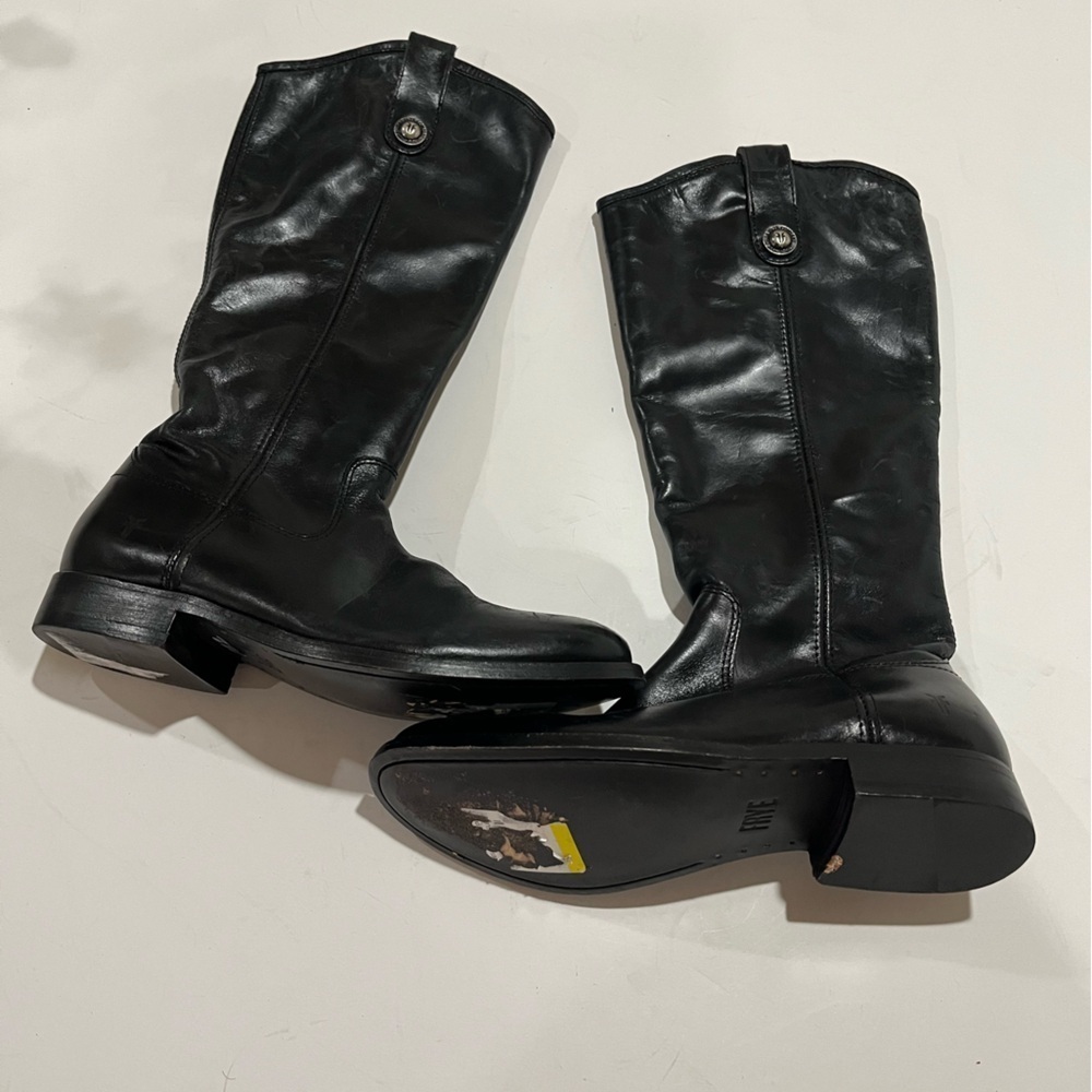 Frye black leather boots size 6B motor boots